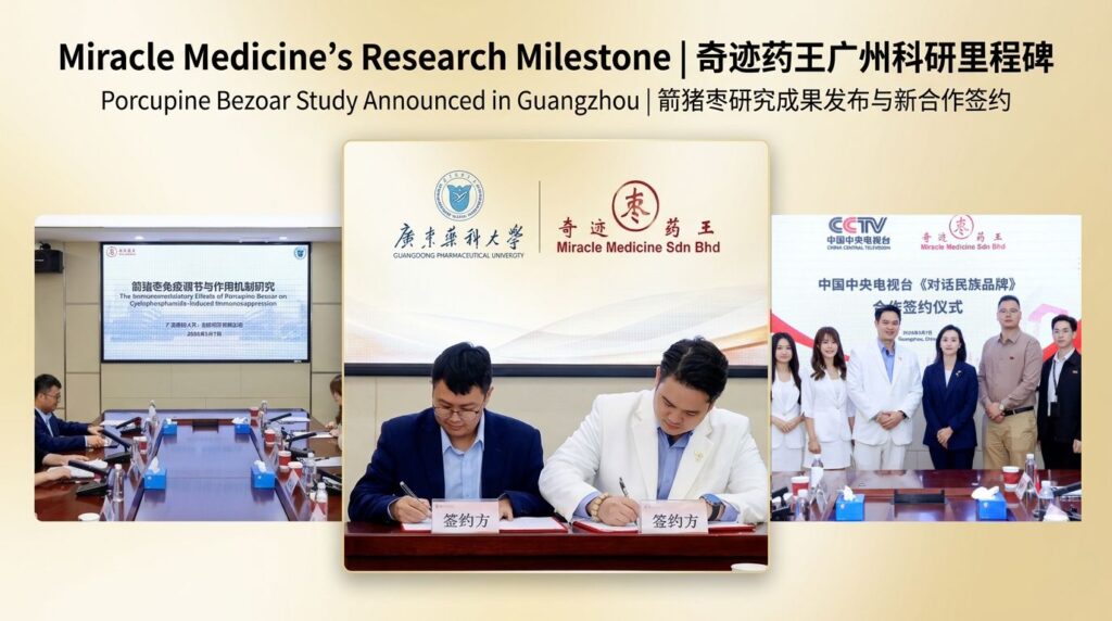 Miracle Medicine Porcupine Bezoar Research Milestone in Guangzhou - GDPU & CCTV Partnership Ceremony.